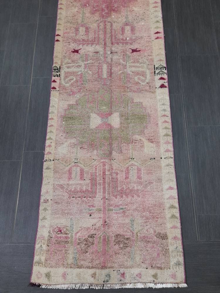 Beige Turkish Runner Rug 2' 5" x 12' 5" Hand-Knotted view
