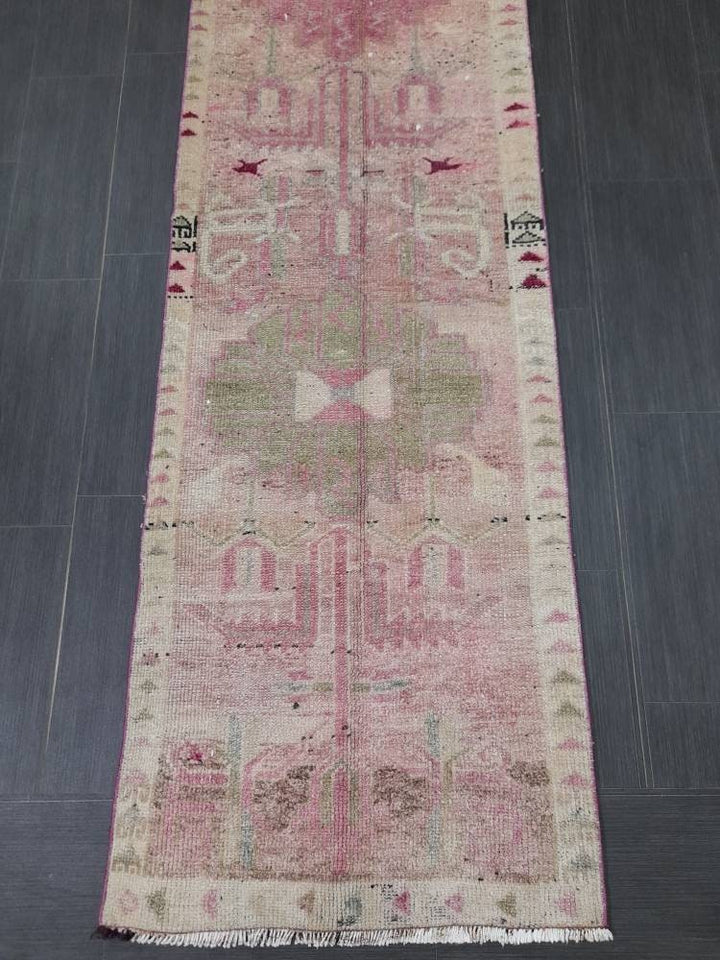 Beige Turkish Runner Rug 2' 5" x 12' 5" Hand-Knotted view