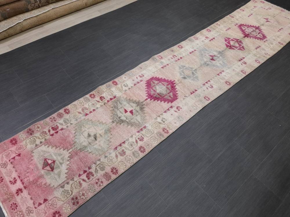Beige Turkish Runner Rug 2' 7" x 12' 5" Hand-Knotted view