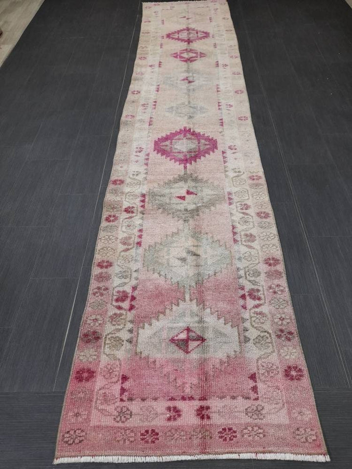 Beige Turkish Runner Rug 2' 7" x 12' 5" Hand-Knotted view 9