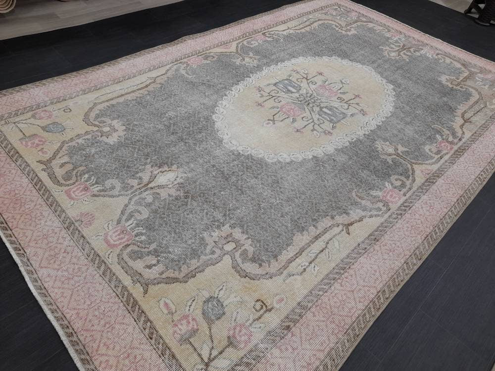Blue Turkish Oushak Rug 6' 7" x 10' 5" Hand-Knotted | No. WR20163