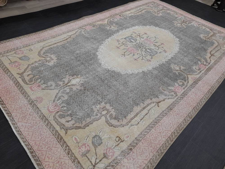 Blue Turkish Oushak Rug 6' 7" x 10' 5" Hand-Knotted | No. WR20163