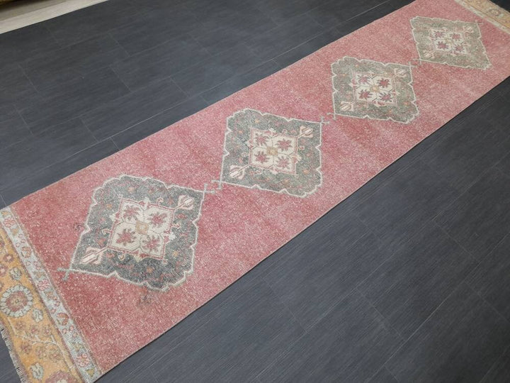 Beige Turkish Runner Rug 2' 8" x 10' 9" Hand-Knotted | No. WR82539