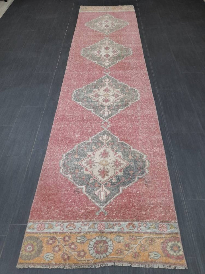 Beige Turkish Runner Rug 2' 8" x 10' 9" Hand-Knotted | No. WR82539