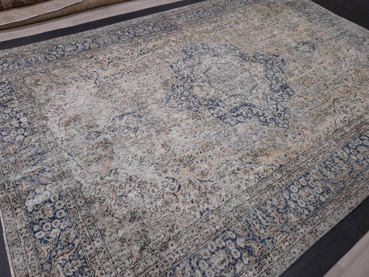 Beige Turkish Oushak Rug 8' 7" x 12' 6" Hand-Knotted | No. WR89397