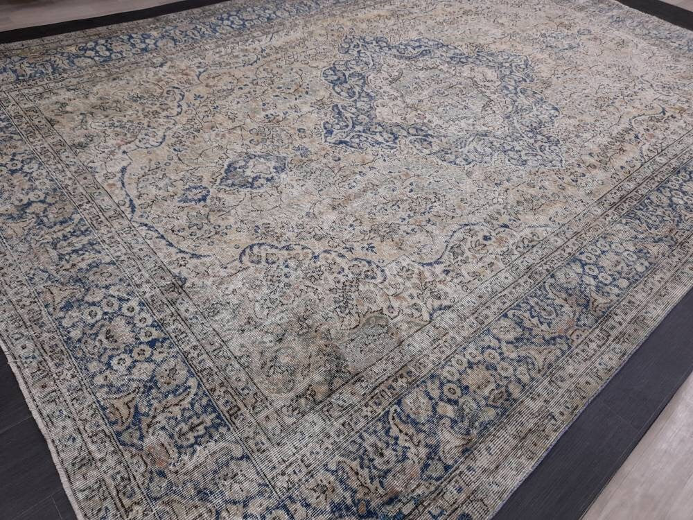 Beige Turkish Oushak Rug 8' 7" x 12' 6" Hand-Knotted | No. WR89397