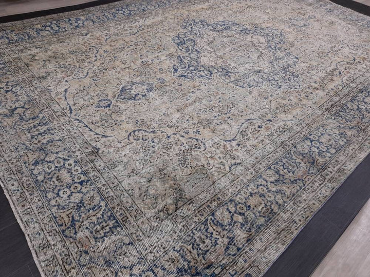 Beige Turkish Oushak Rug 8' 7" x 12' 6" Hand-Knotted | No. WR89397