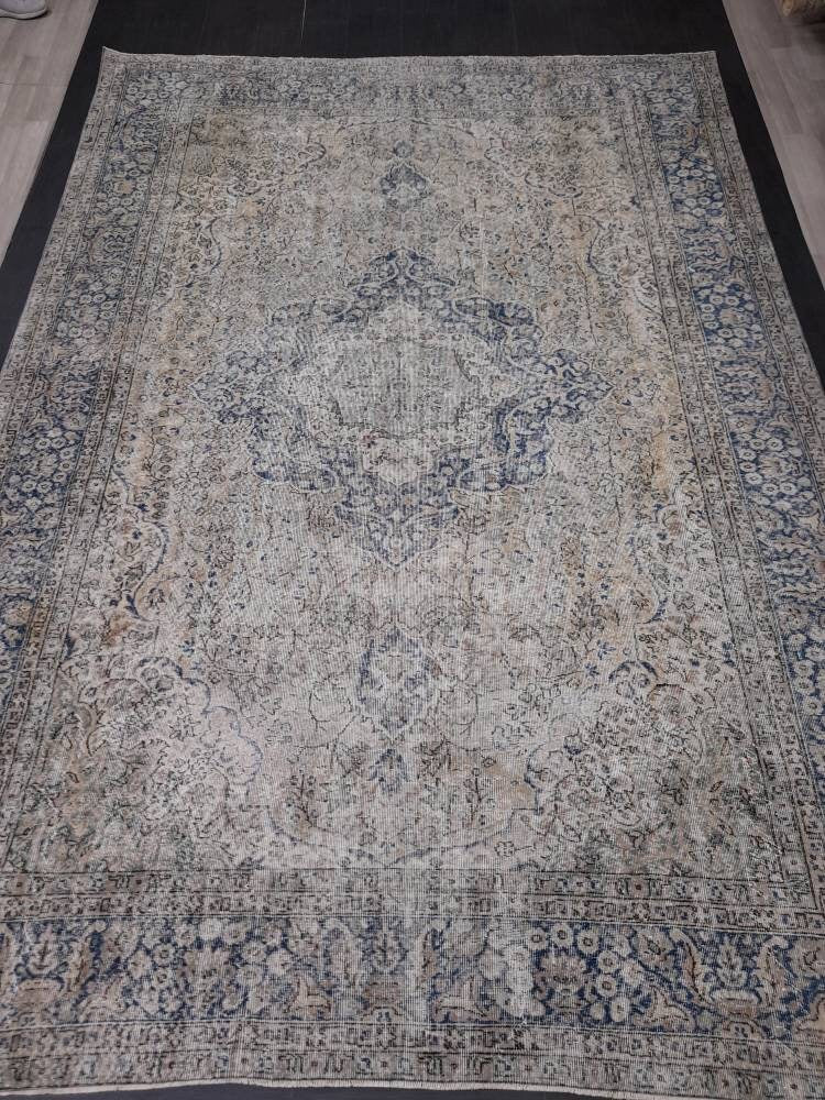 Beige Turkish Oushak Rug 8' 7" x 12' 6" Hand-Knotted | No. WR89397