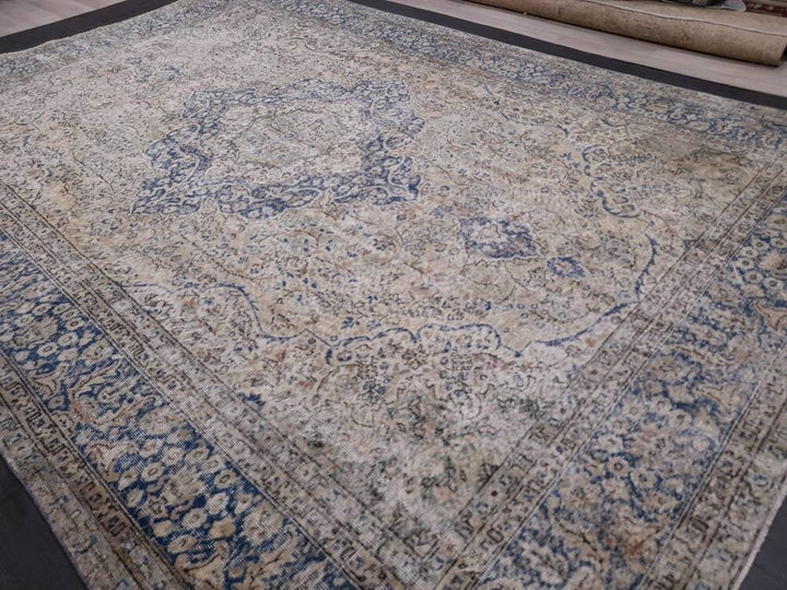 Beige Turkish Oushak Rug 8' 7" x 12' 6" Hand-Knotted | No. WR89397