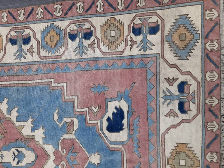 Blue Turkish Runner Rug 5' 8" x 7' 9" Hand-Knotted | No. WR71523