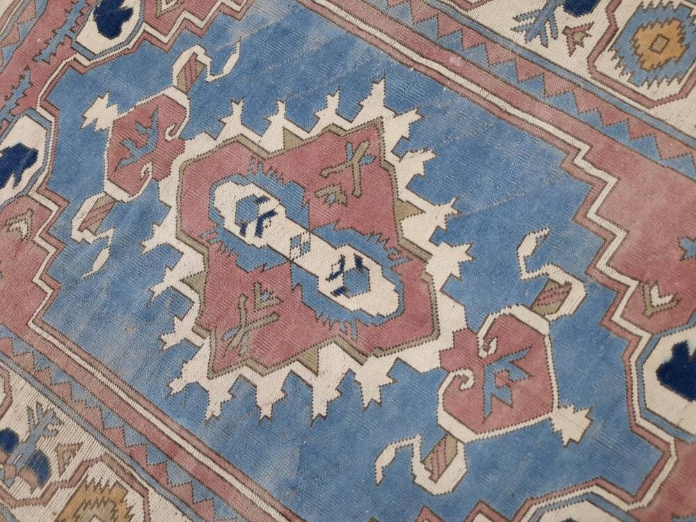 Blue Turkish Runner Rug 5' 8" x 7' 9" Hand-Knotted | No. WR71523