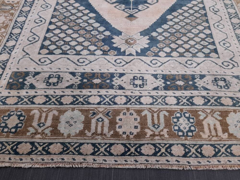 Beige Turkish Oushak Rug 5' 2" x 6' 10" Hand-Knotted view 9