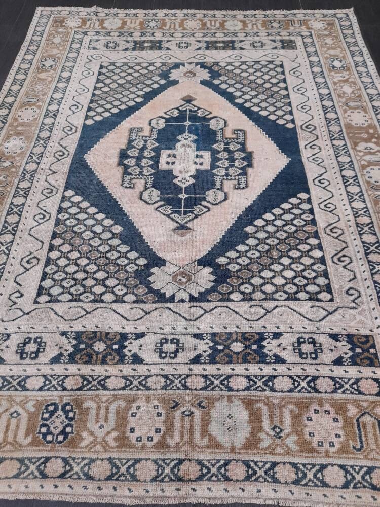 Beige Turkish Oushak Rug 5' 2" x 6' 10" Hand-Knotted view