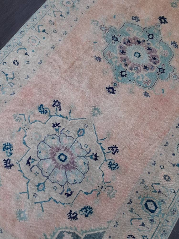 Beige Turkish Runner Rug 5' x 10' Hand-Knotted reverse