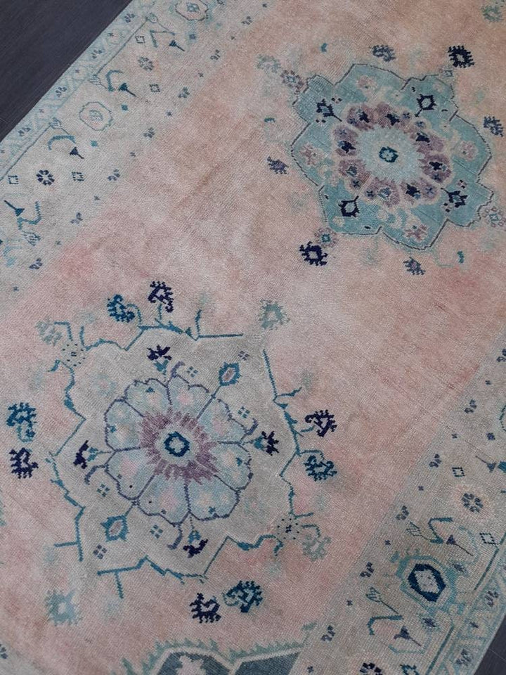Beige Turkish Runner Rug 5' x 10' Hand-Knotted reverse