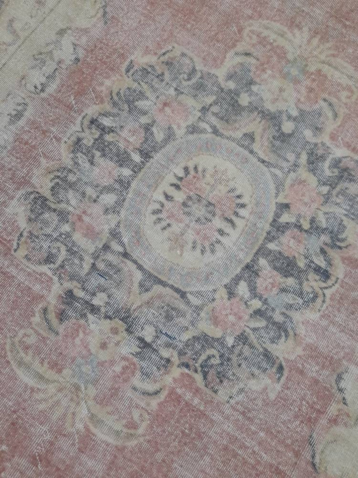 Beige Turkish Distressed Oushak Rug 6' x 8' 9" Hand-Knotted | No. WR48162