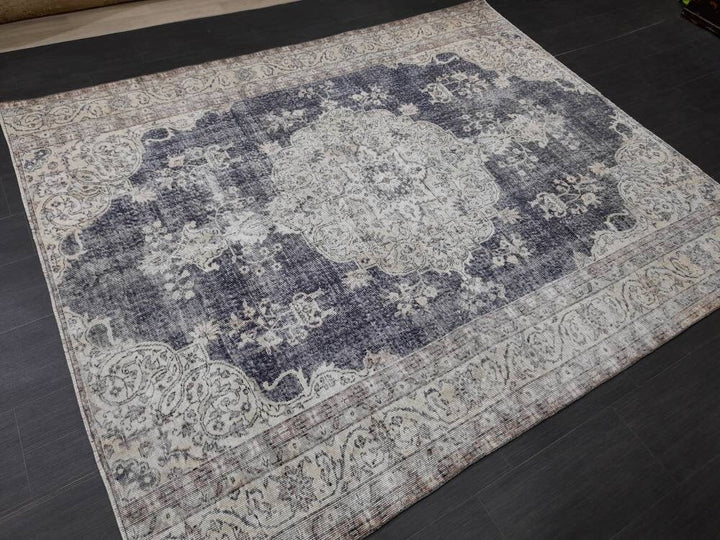 Blue Turkish Oushak Rug 6' 6" x 7' 10" Hand-Knotted | No. WR91692