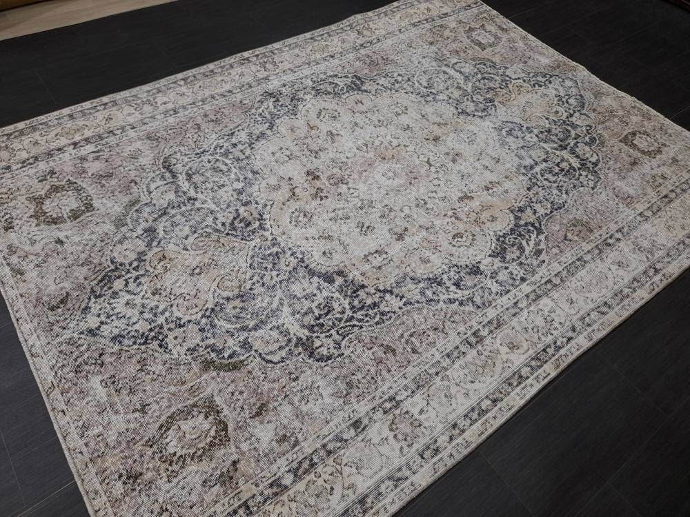 Blue Turkish Oushak Rug 6' 1" x 8' 3" Hand-Knotted | No. WR40101