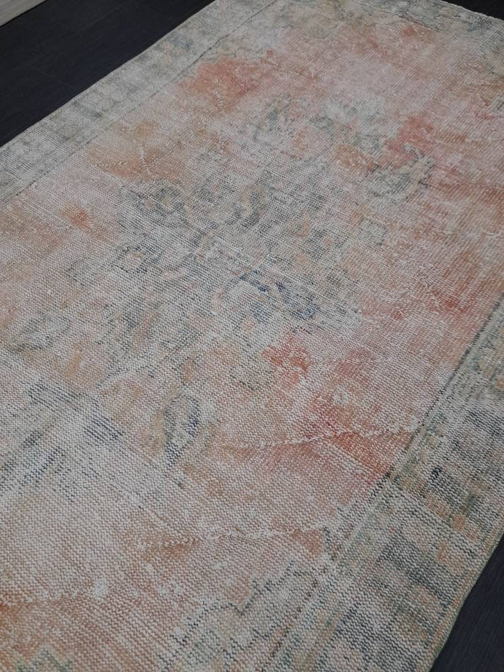 Orange Turkish Oushak Rug 5' 5" x 8' 10" Hand-Knotted close-up