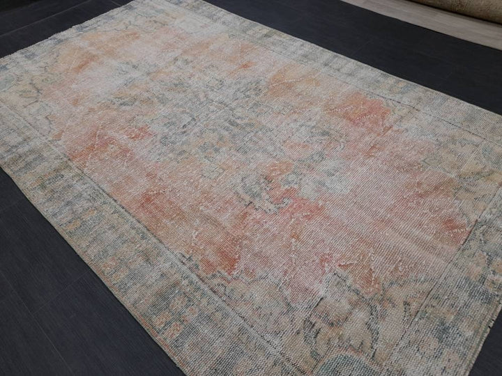 Orange Turkish Oushak Rug 5' 5" x 8' 10" Hand-Knotted