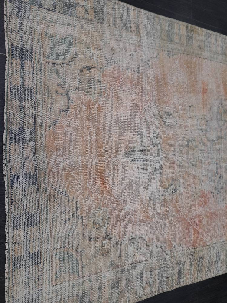 Orange Turkish Oushak Rug 5' 5" x 8' 10" Hand-Knotted view 9