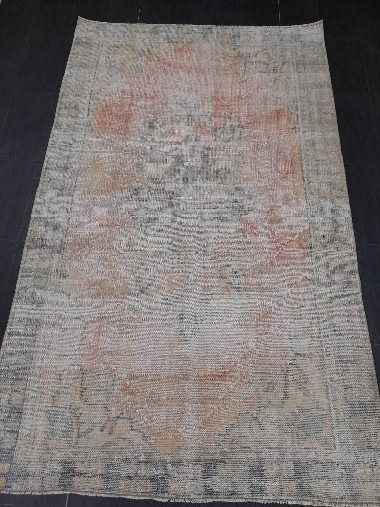 Orange Turkish Oushak Rug 5' 5" x 8' 10" Hand-Knotted border