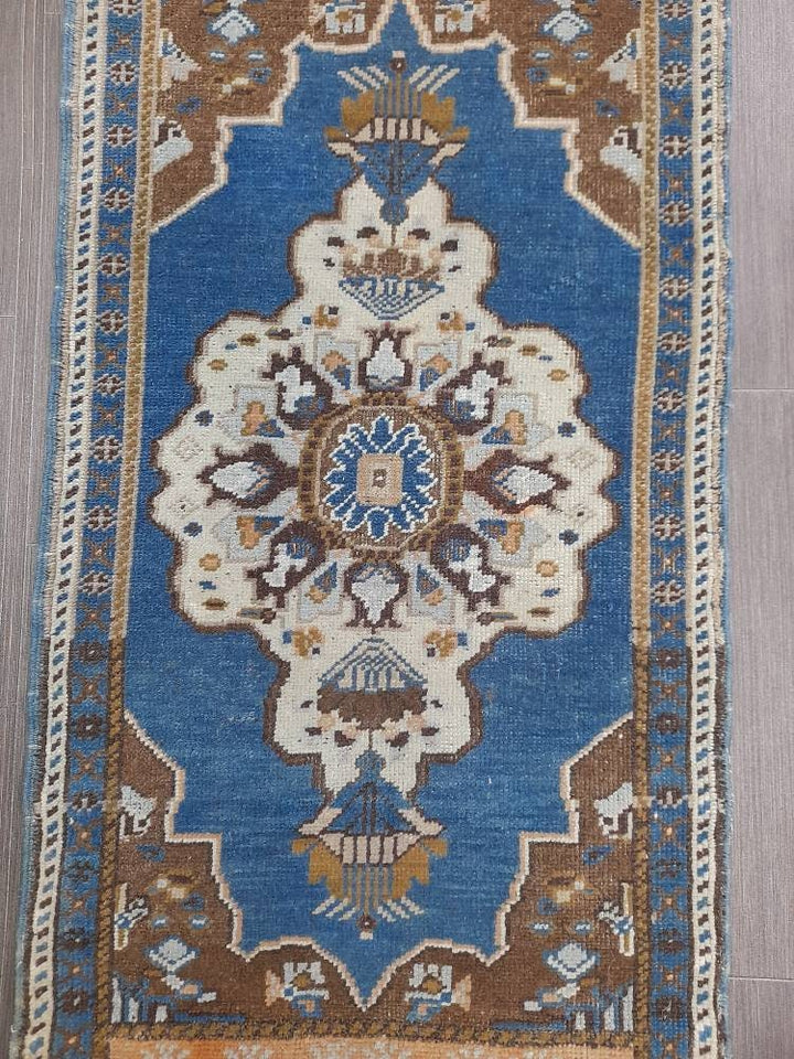 Blue Turkish Oushak Rug 2' x 4' Hand-Knotted | No. WR38565