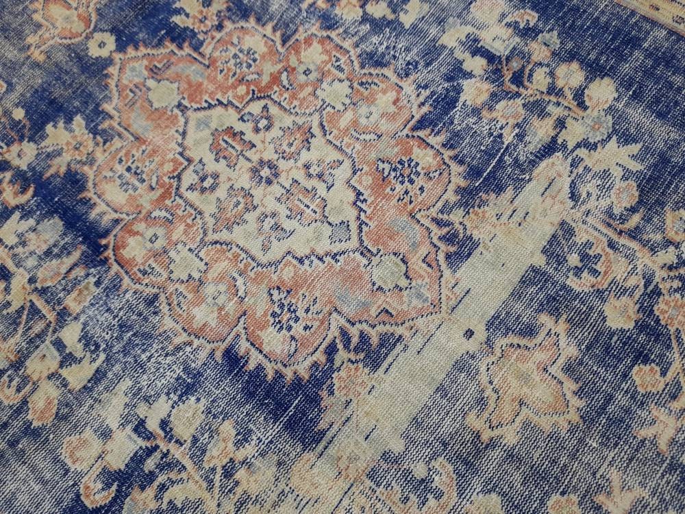 Blue Turkish Oushak Rug 6' 8" x 9' 7" Hand-Knotted | No. WR77403