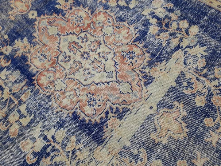 Blue Turkish Oushak Rug 6' 8" x 9' 7" Hand-Knotted | No. WR77403
