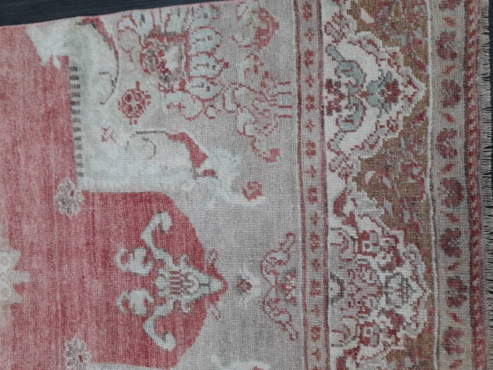 Beige Turkish Runner Rug 3' 1" x 10' 7" Hand-Knotted close-up
