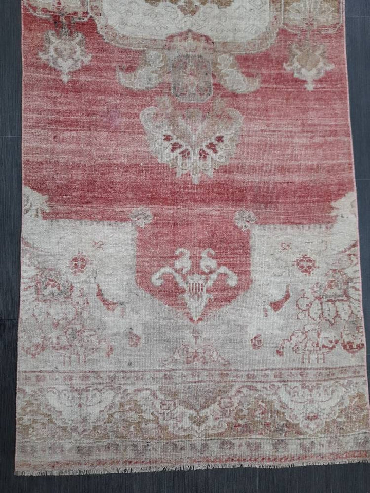 Beige Turkish Runner Rug 3' 1" x 10' 7" Hand-Knotted pattern