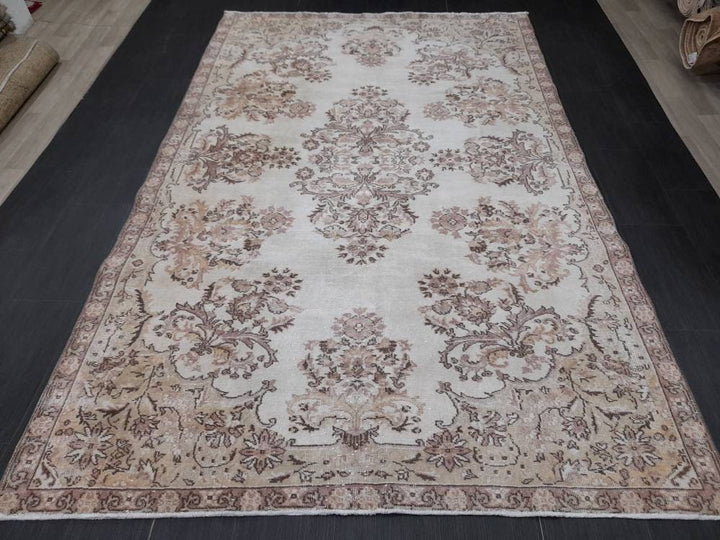 Beige Turkish Runner Rug 6' 2" x 9' 9" Hand-Knotted view