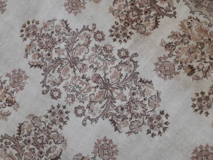 Beige Turkish Runner Rug 6' 2" x 9' 9" Hand-Knotted reverse