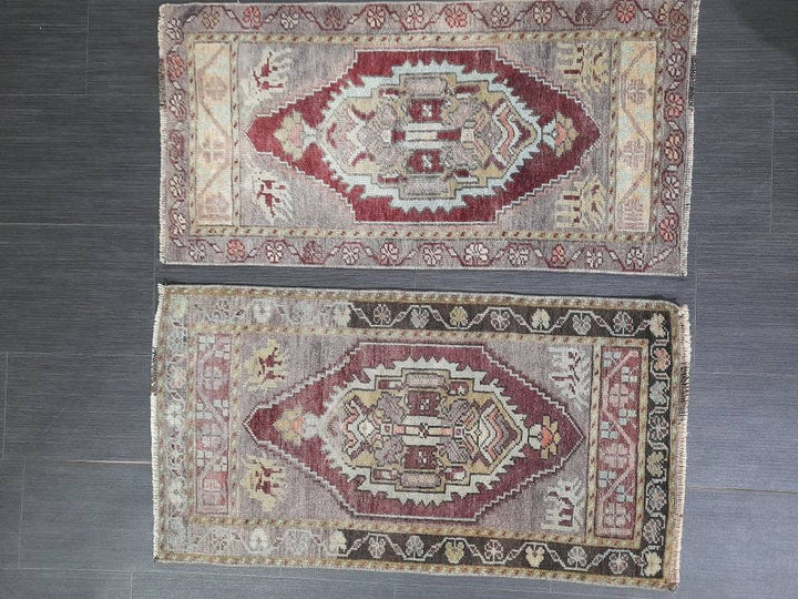 Beige Turkish Runner Rug 1'8" x 3'2" Hand-Knotted field