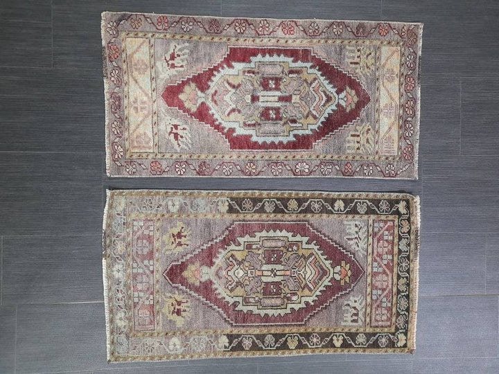 Beige Turkish Runner Rug 1'8" x 3'2" Hand-Knotted texture