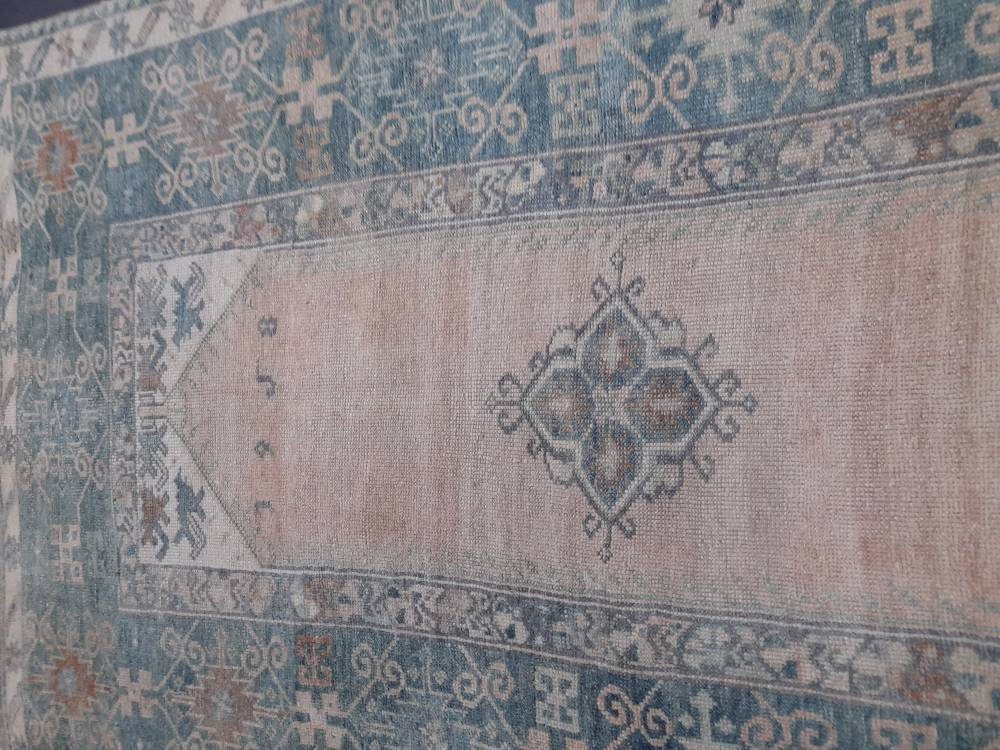 Beige Turkish Oushak Rug 3' 8" x 6' 7" Hand-Knotted field