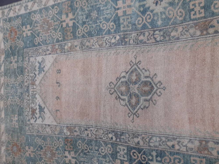 Beige Turkish Oushak Rug 3' 8" x 6' 7" Hand-Knotted field