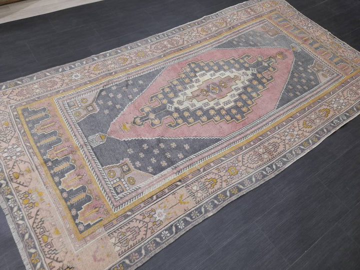 Beige Turkish Oushak Rug 4' 8" x 9' Hand-Knotted