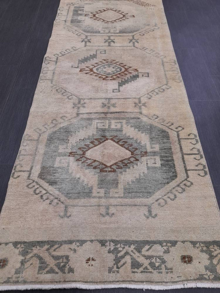 Beige Turkish Runner Rug 2' 9" x 10' Hand-Knotted view