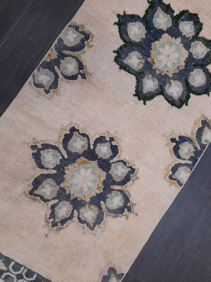 Beige Turkish Runner Rug 2' 8" x 10' 4" Hand-Knotted texture