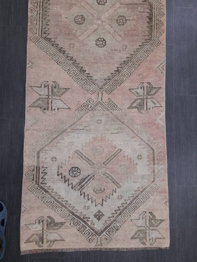 Beige Turkish Runner Rug 2' 6" x 10' 3" Hand-Knotted view 9