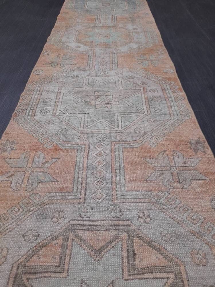 Beige Turkish Runner Rug 2' 6" x 10' Hand-Knotted field