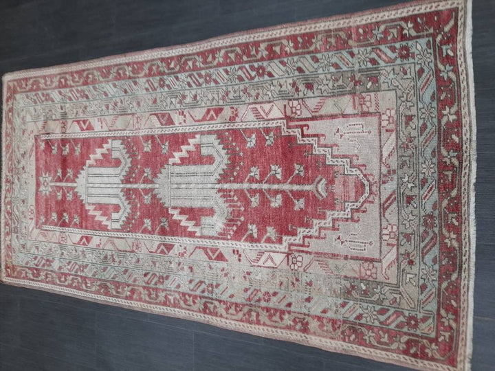 Beige Turkish Runner Rug 3' 5" x 6' 8" Hand-Knotted border
