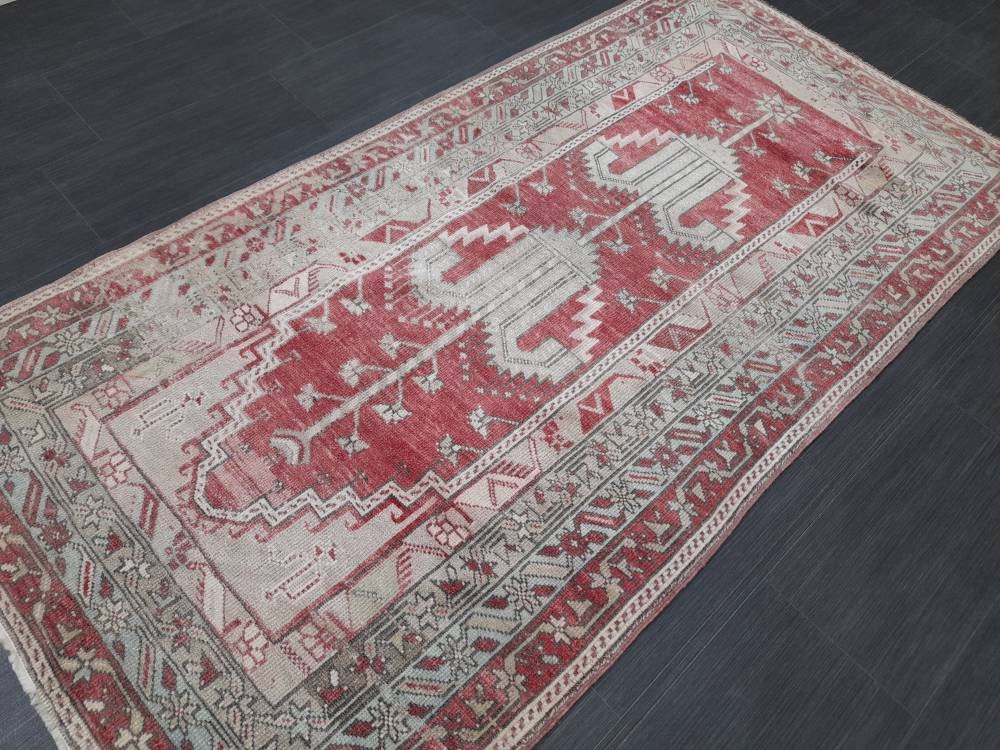 Beige Turkish Runner Rug 3' 5" x 6' 8" Hand-Knotted