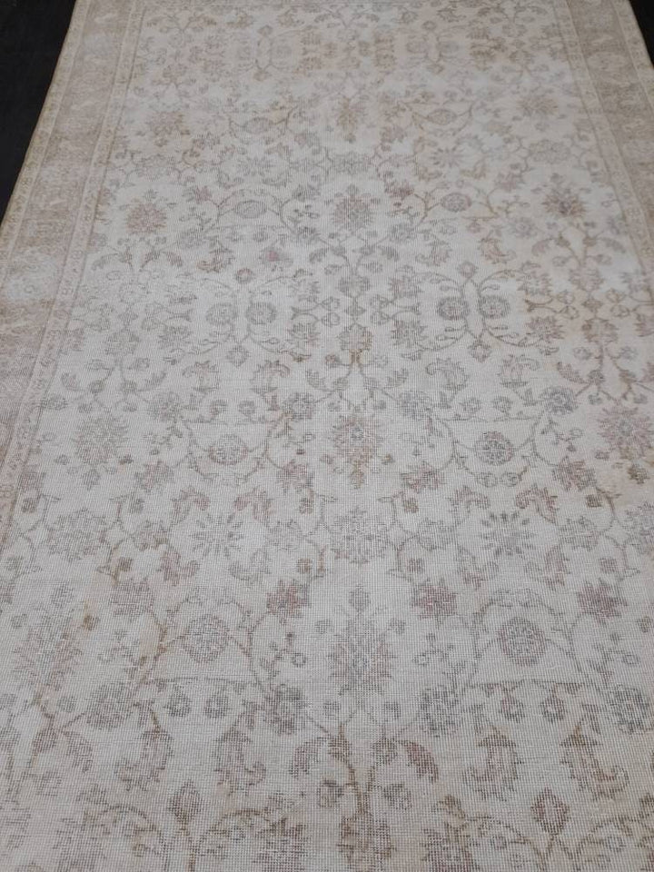 Beige Turkish Oushak Rug 6' 3" x 10' 2" Hand-Knotted reverse