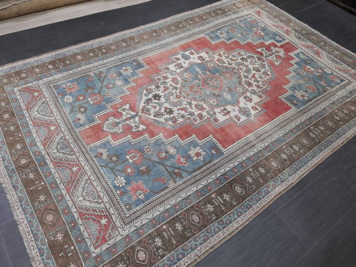 Red Turkish Oushak Rug 6' 6" x 10' 1" Hand-Knotted view 9