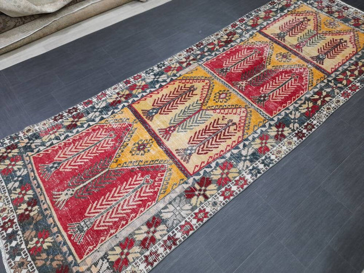Rust Turkish Runner Rug 4' 6" x 12' 9" Hand-Knotted