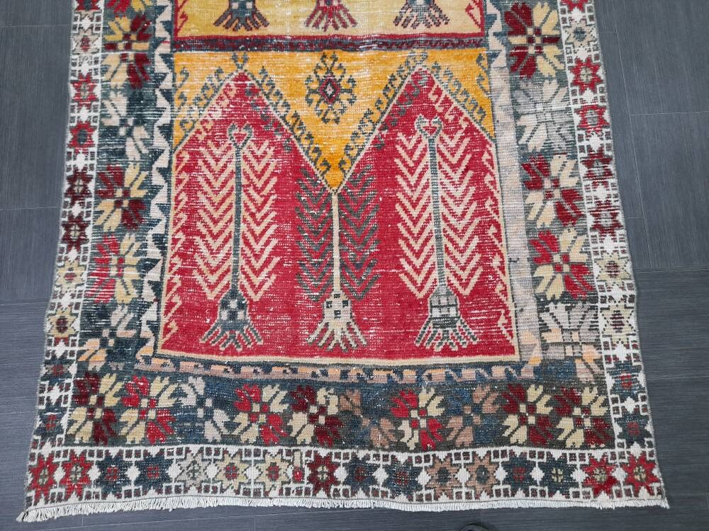 Rust Turkish Runner Rug 4' 6" x 12' 9" Hand-Knotted reverse