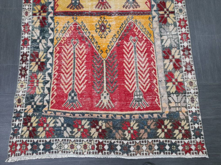 Rust Turkish Runner Rug 4' 6" x 12' 9" Hand-Knotted reverse