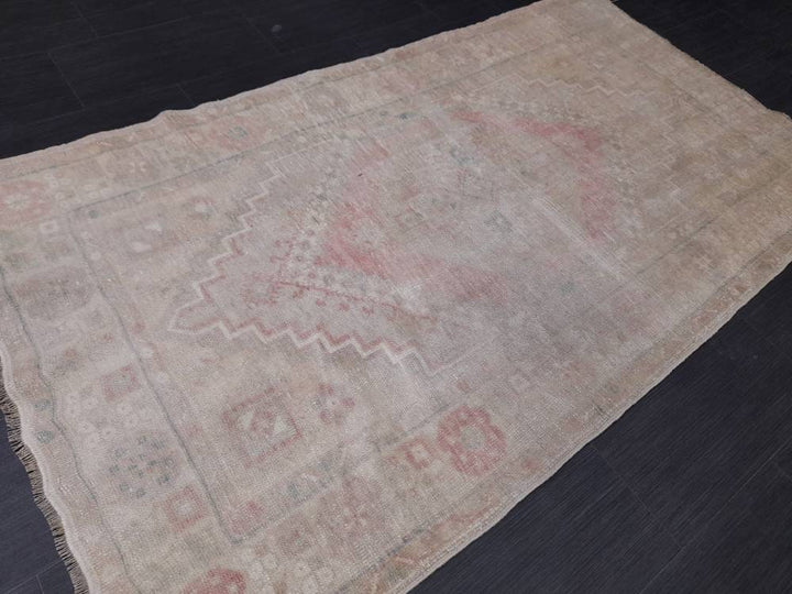 Beige Turkish Runner Rug 3' 6" x 6' 5" Hand-Knotted